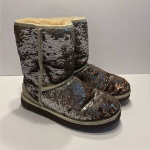 Ugg Women’s Boots Classic Short Sparkles Sequins Champagne 3353 Size 7